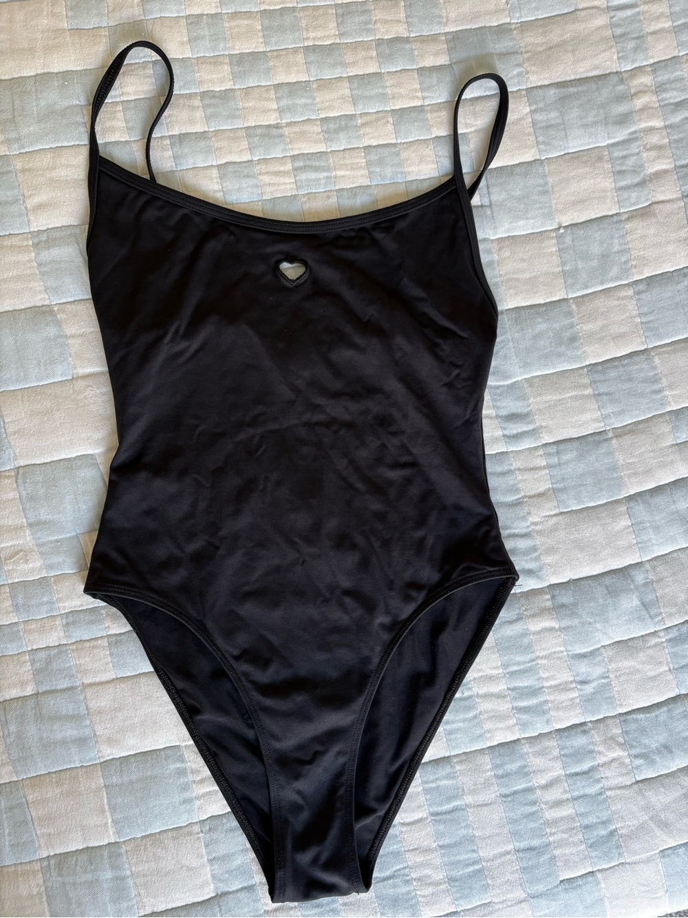 Baserange Black One-Piece Swimsuit with Heart Cutout